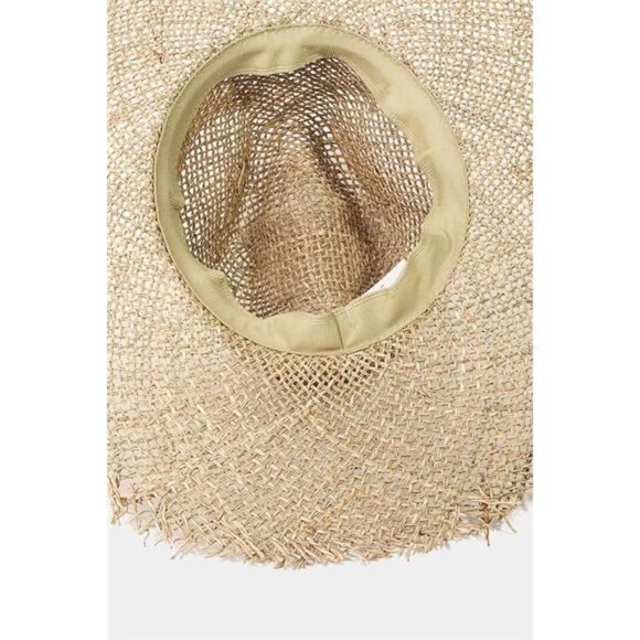 ✨NWT Fame Fringe Edge Straw Braided Western Fedora Hat - Picture 4 of 4